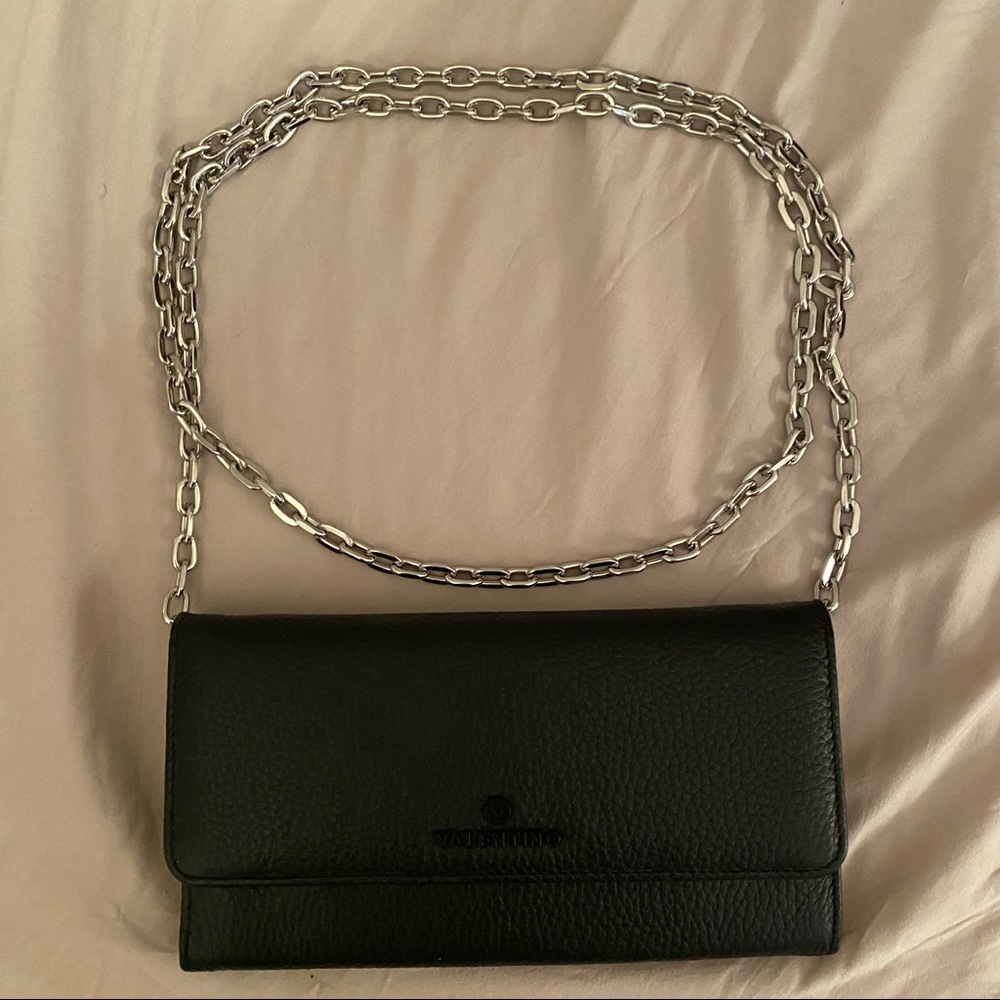 Black Leather Valentino Crossbody Purse